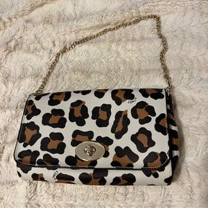 NWOT- Coach Animal Print Purse With Gold Chain- W/Dust Bag Unique Find!